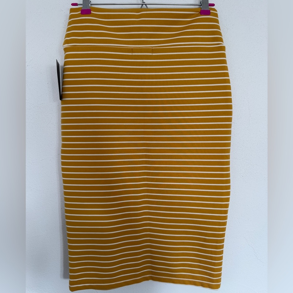 Large Striped Mustard Pencil Skirt